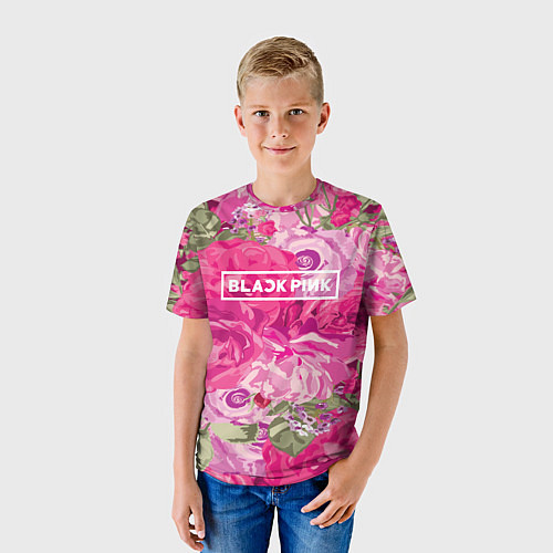 Детская футболка Black Pink: Abstract Flowers / 3D-принт – фото 3