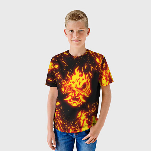 Детская футболка Cyberpunk 2077: FIRE SAMURAI / 3D-принт – фото 3