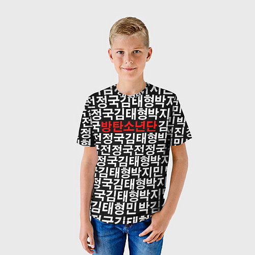 Детская футболка BTS Hieroglyphs / 3D-принт – фото 3