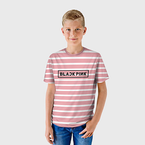 Детская футболка Black Pink: Striped Geometry / 3D-принт – фото 3