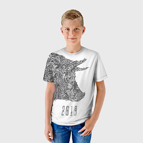 Детская футболка Год свиньи 2019 / 3D-принт – фото 3