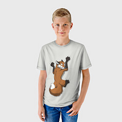 Футболка детская Лис вцепился, цвет: 3D-принт — фото 2