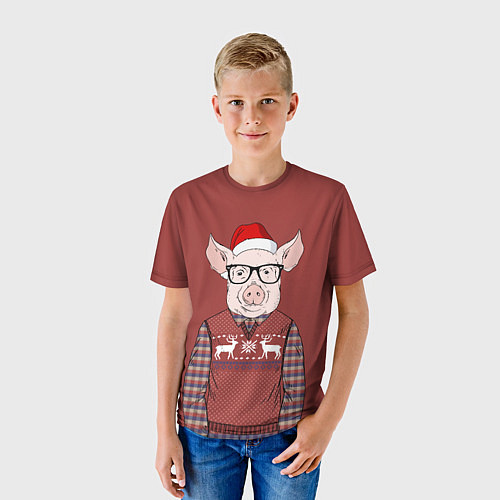 Детская футболка New Year: Pink Piggy / 3D-принт – фото 3
