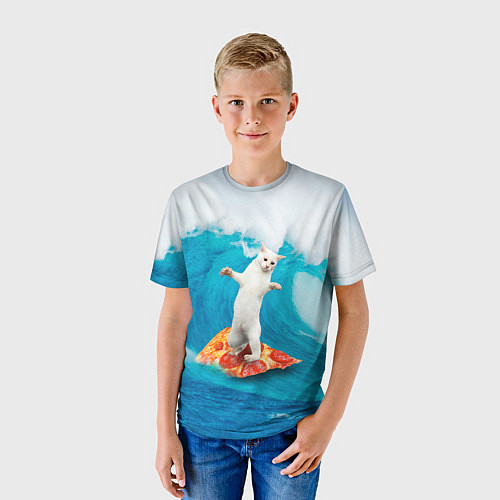 Детская футболка Кот-серфер / 3D-принт – фото 3