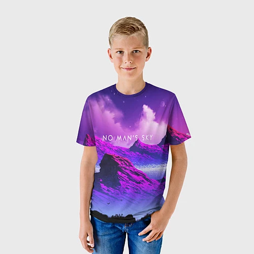 Детская футболка No Man's Sky: Neon Mountains / 3D-принт – фото 3