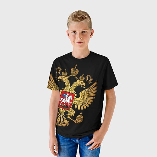 Детская футболка Золотой герб России / 3D-принт – фото 3