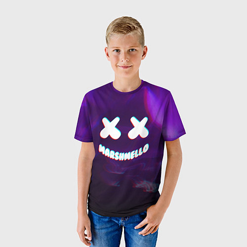 Детская футболка Marshmello: Violet Glitch / 3D-принт – фото 3