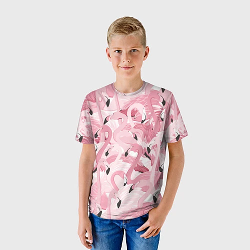 Детская футболка Розовый фламинго / 3D-принт – фото 3