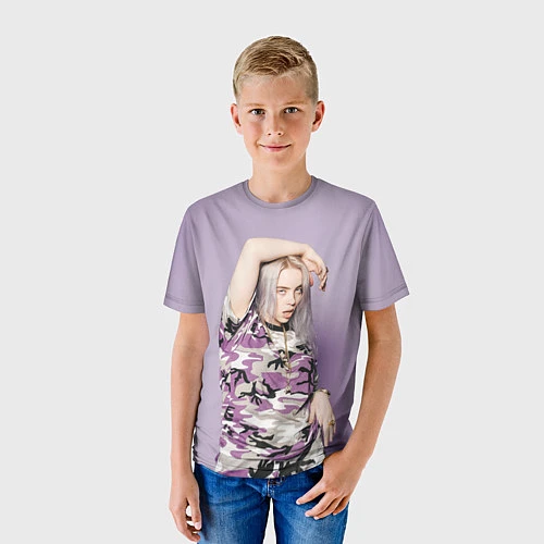 Детская футболка Billie Eilish: Violet Camo / 3D-принт – фото 3