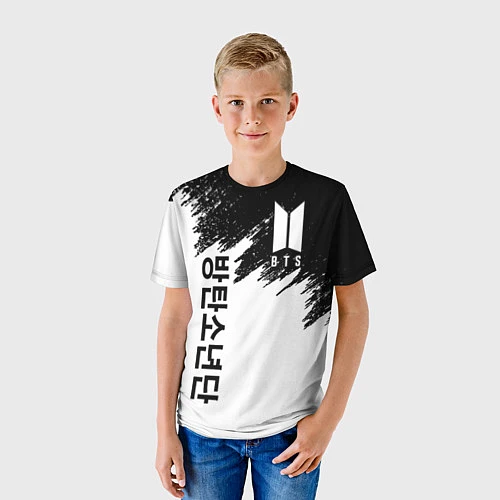 Детская футболка BTS: White & Black / 3D-принт – фото 3