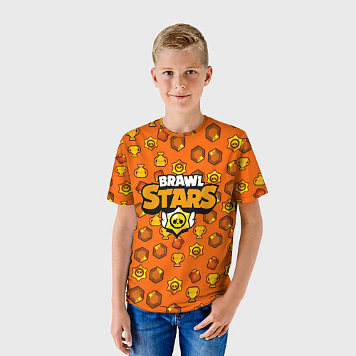 Детская футболка Brawl Stars: Orange Team / 3D-принт – фото 3