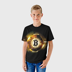 Футболка детская Золотой биткоин мерцающий, цвет: 3D-принт — фото 2