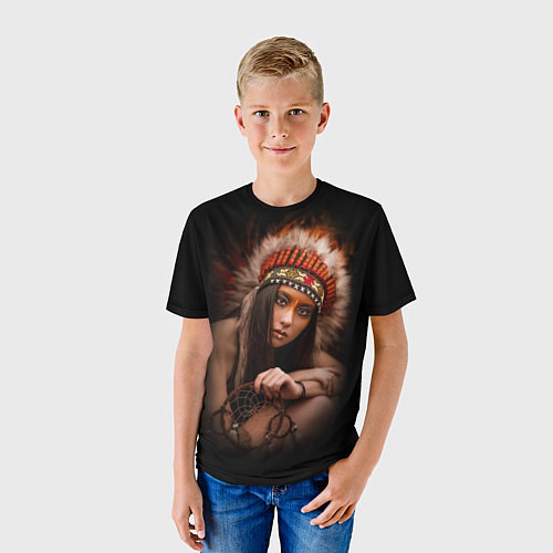 Детская футболка Индейская девушка / 3D-принт – фото 3