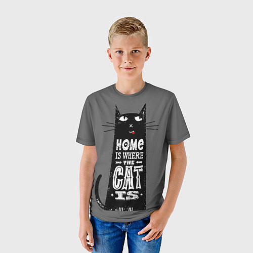 Детская футболка Дом там, где твой кот / 3D-принт – фото 3
