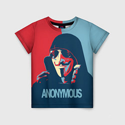 Футболка детская Anonymous поп арт мем, цвет: 3D-принт