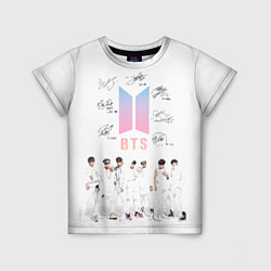 Футболка детская BTS белый постер, цвет: 3D-принт