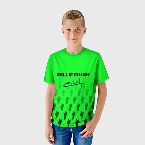 Детская футболка Billie Eilish: Green Autograph / 3D-принт – фото 3