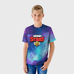 Футболка детская BRAWL STARS лого в космосе, цвет: 3D-принт — фото 2