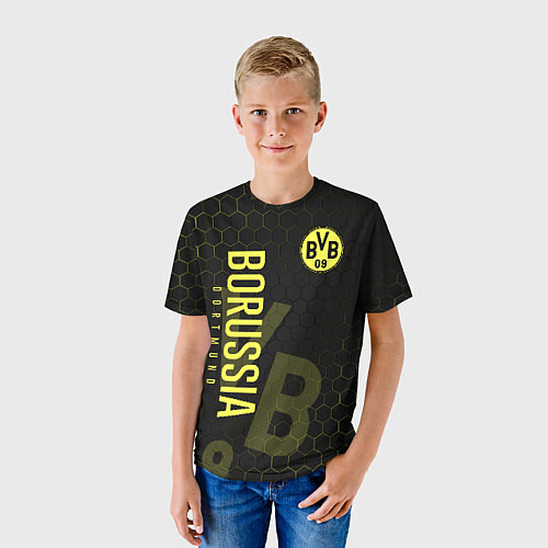 Детская футболка Боруссия Дортмунд honeycomb / 3D-принт – фото 3