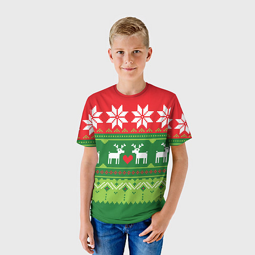 Детская футболка Скандинавские новогодние олени / 3D-принт – фото 3