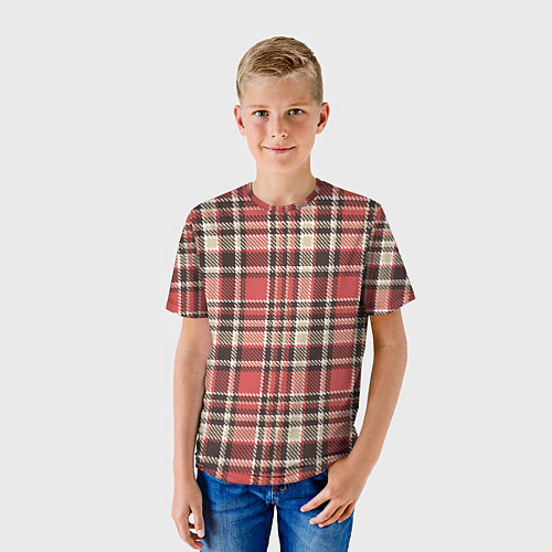 Детская футболка Клетчатый красный стиль рубашки / 3D-принт – фото 3