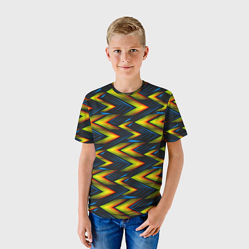 Детская футболка Желтый зигзаг абстракт / 3D-принт – фото 3