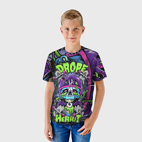Детская футболка Череп и лонгборд / 3D-принт – фото 3