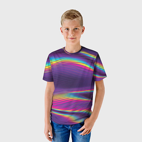 Детская футболка Разноцветные волнообразные / 3D-принт – фото 3