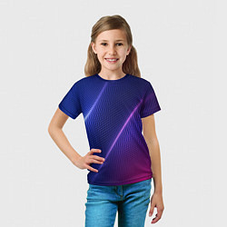 Футболка детская Фиолетово 3d волны 2020, цвет: 3D-принт — фото 2