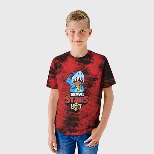 Детская футболка Brawl Stars LEON SHARK / 3D-принт – фото 3