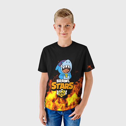 Детская футболка BRAWL STARS LEON SHARK / 3D-принт – фото 3