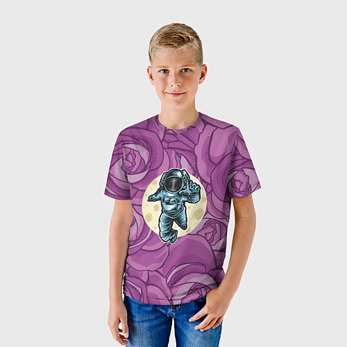 Детская футболка Космонавт в розах / 3D-принт – фото 3