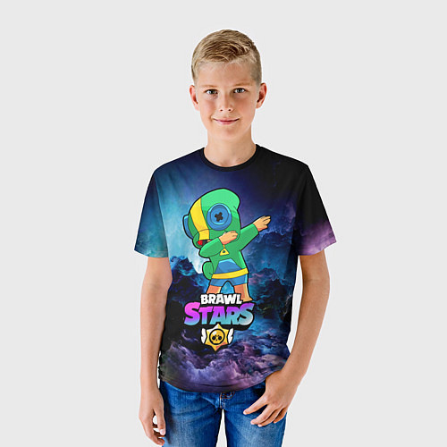 Детская футболка Brawl Stars Leon, Dab / 3D-принт – фото 3