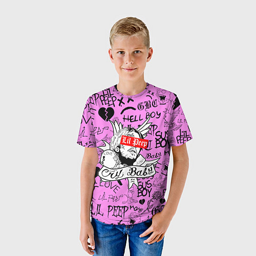 Детская футболка LIL PEEP LOGOBOMBING / 3D-принт – фото 3