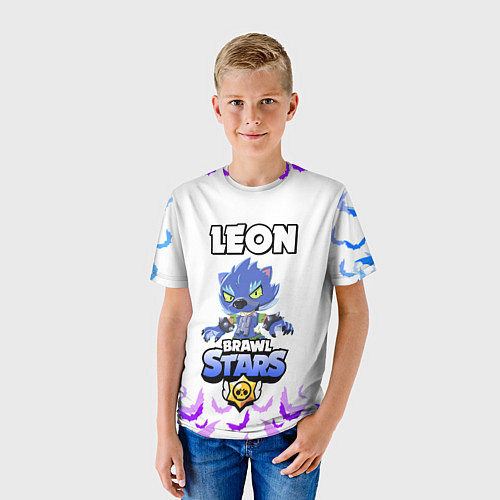 Детская футболка Brawl stars leon оборотень / 3D-принт – фото 3
