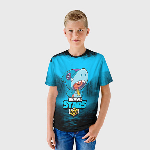 Детская футболка Brawl stars leon shark / 3D-принт – фото 3