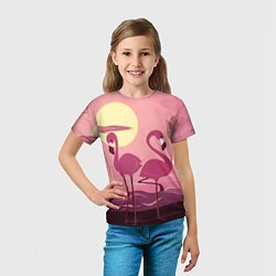 Футболка детская Фламинго, цвет: 3D-принт — фото 2