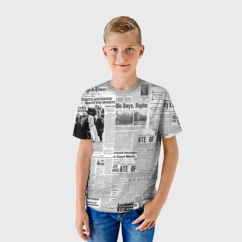 Детская футболка Газета Newspaper / 3D-принт – фото 3