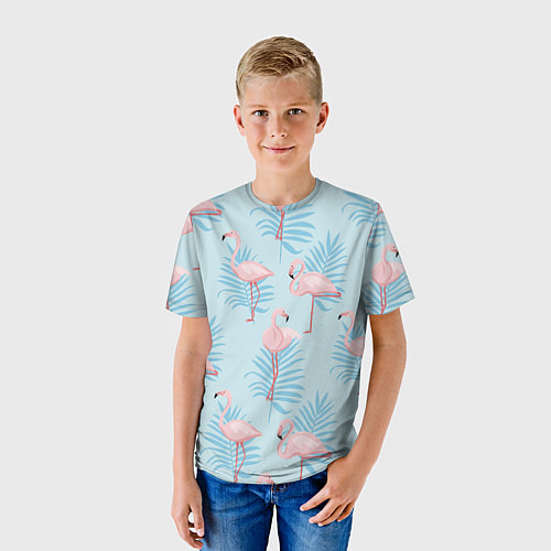 Детская футболка Арт с розовым фламинго / 3D-принт – фото 3