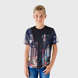 Футболка детская Ночной Токио, цвет: 3D-принт — фото 2