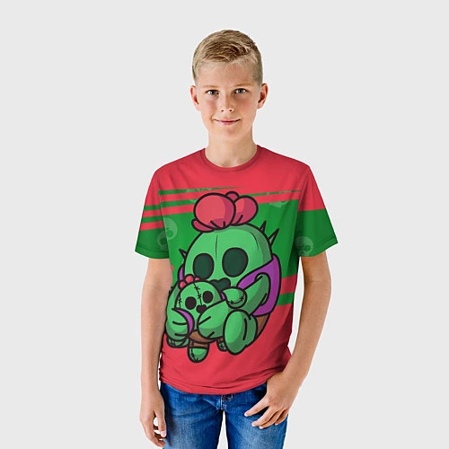 Детская футболка Brawl stars SPIKE / 3D-принт – фото 3