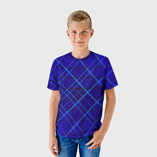 Детская футболка Сине-черная геометрия 3D / 3D-принт – фото 3
