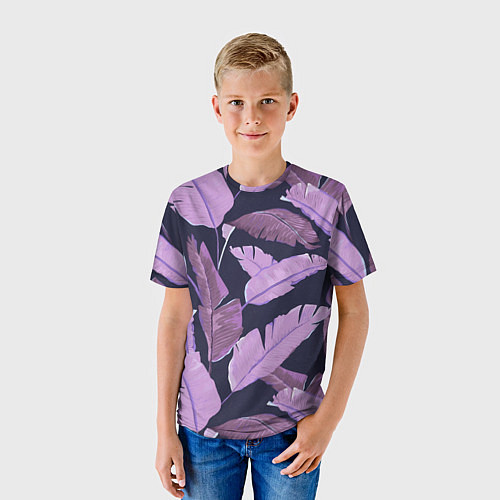 Детская футболка Tropical leaves 4 purple / 3D-принт – фото 3