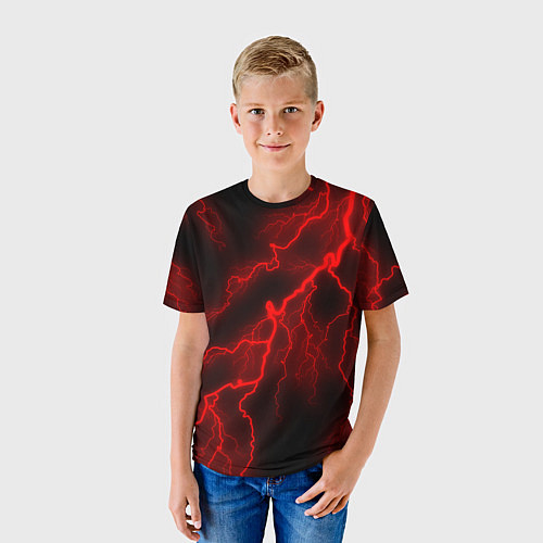 Детская футболка МОЛНИЯ RED NEON / 3D-принт – фото 3