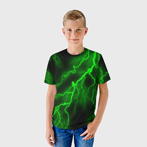 Детская футболка МОЛНИЯ GREEN NEON / 3D-принт – фото 3