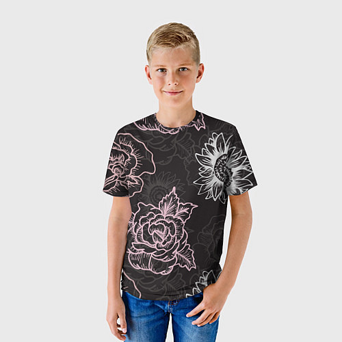 Детская футболка Цветочный узор / 3D-принт – фото 3