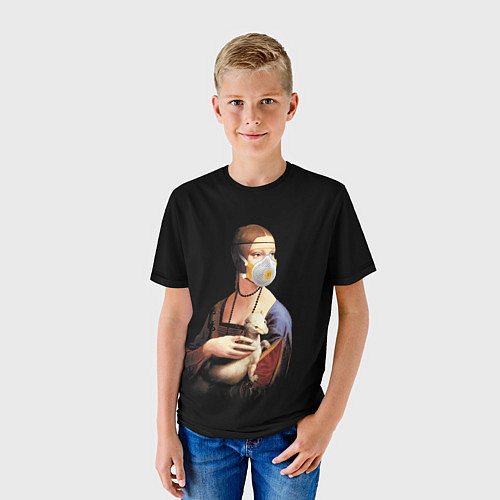 Детская футболка Чечилия Галлерани - дама с горностаем / 3D-принт – фото 3