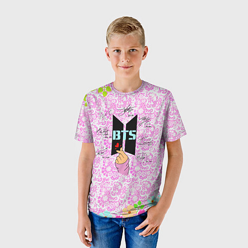Детская футболка BTS СВЕТЛАЯ АВТОГРАФЫ / 3D-принт – фото 3