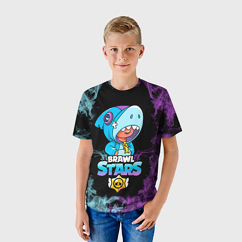 Детская футболка Brawl Stars Leon Shark / 3D-принт – фото 3