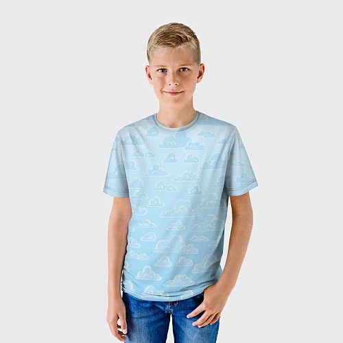 Детская футболка Очень светлые голубые облака / 3D-принт – фото 3